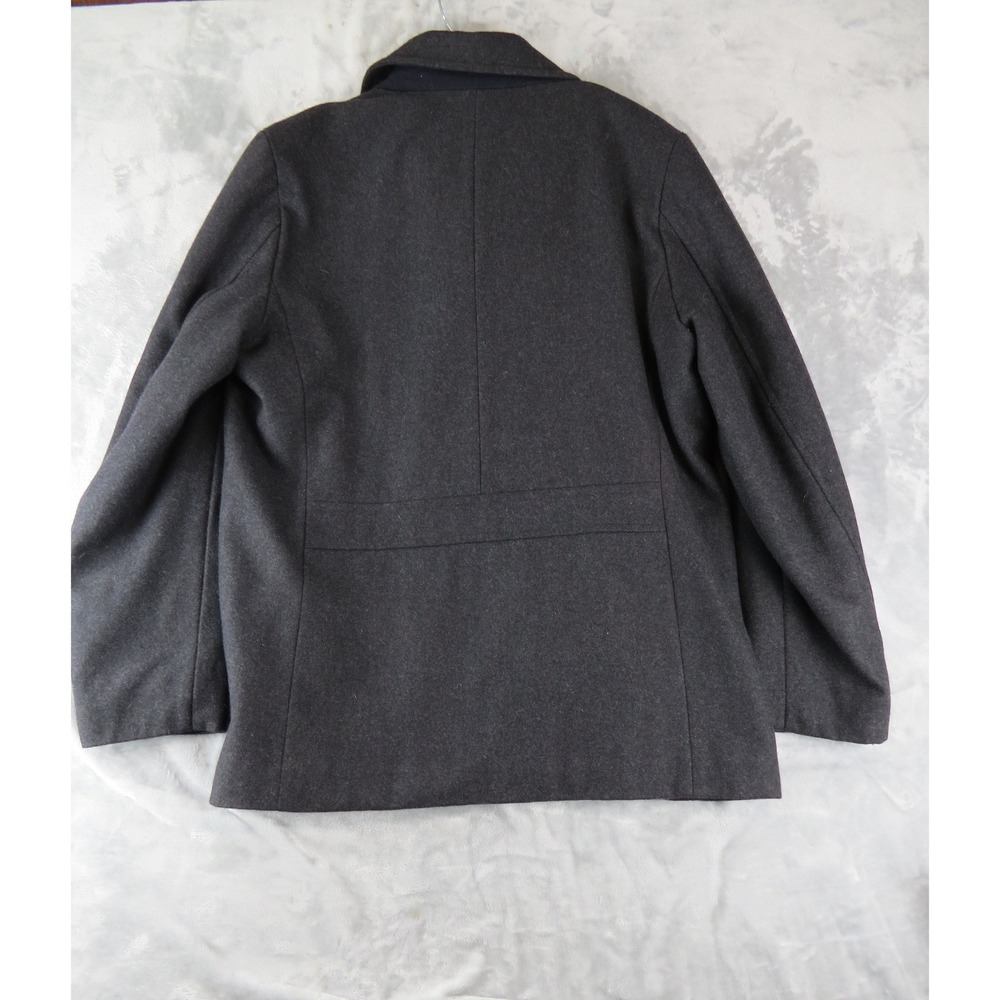 Buffalo David Bitton Wool Blend Peacoat Jacket L Charcoal Gray Double Breasted - Picture 3 of 9